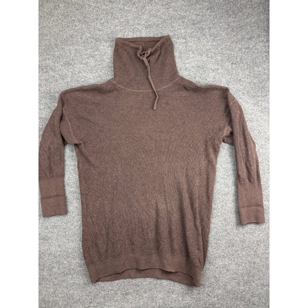 Prana Sweater Womens XL Brown Cowl Neck Waffle Knit Long Sleeve‎ Tunic Pullover